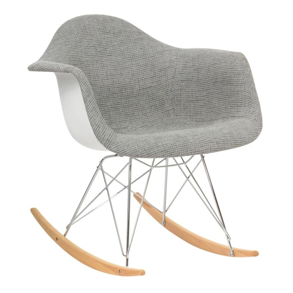 Kd Americana Wilson Twill Fabric Eiffel Rocking Chair - Grey - KD3034464