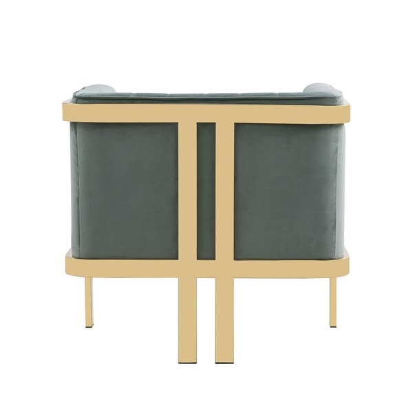 Manhattan Comfort Paramount Accent Armchair in Warm Grey and Polished Brass - AC053-GY