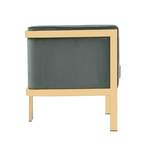 Manhattan Comfort Paramount Accent Armchair in Warm Grey and Polished Brass - AC053-GY