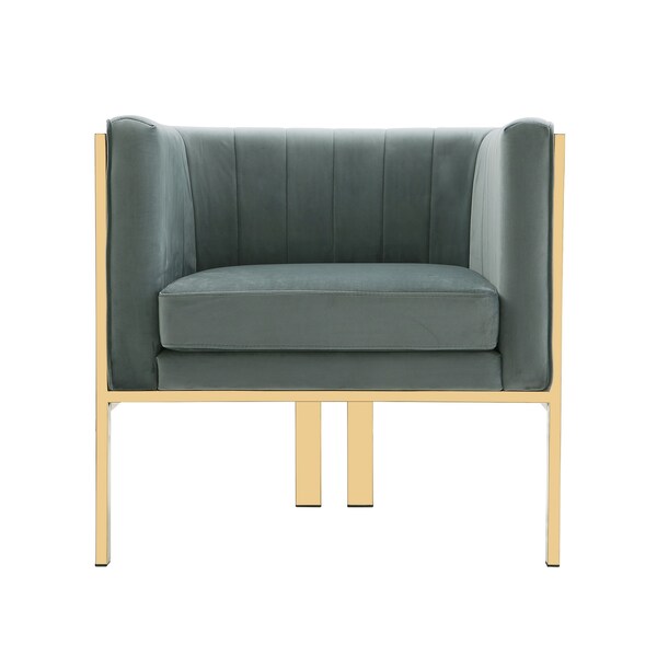 Manhattan Comfort Paramount Accent Armchair in Warm Grey and Polished Brass - AC053-GY