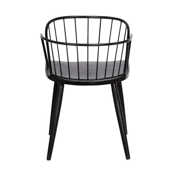 Armen Living Bradley Steel Framed Side Chair in Black Powder Coated Finish and Black Brushed Wood - LCBDSIBLBL