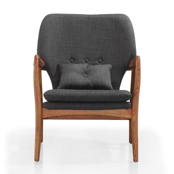 Manhattan Comfort Bradley Accent Chair in Charcoal and Walnut - AC015-CC