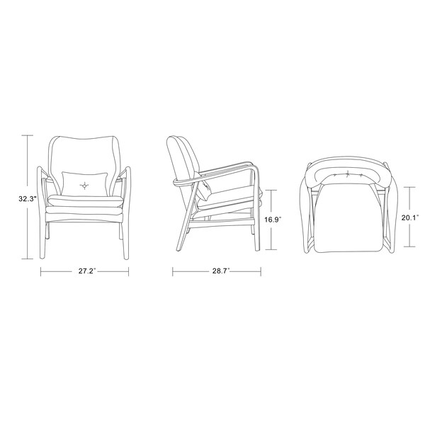 Manhattan Comfort Bradley Accent Chair in Charcoal and Walnut - AC015-CC