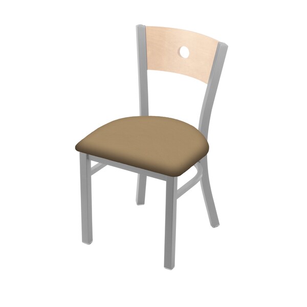 Holland Bar Stool Co 630 Voltaire 18" Chair with Anodized Nickel Finish, Natural Back, and Canter Sand Seat - 63018ANNATMPLB013