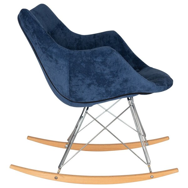 Leisuremod Willow Velvet Eiffel Base Rocking Chair, Navy Blue - WR24VBU