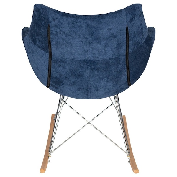 Leisuremod Willow Velvet Eiffel Base Rocking Chair, Navy Blue - WR24VBU