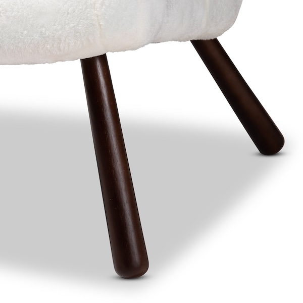 Baxton Studio Eisa Modern & Contemporary White Sherpa Upholstered and Walnut Brown Finished Wood Accent Chair - 204-12579