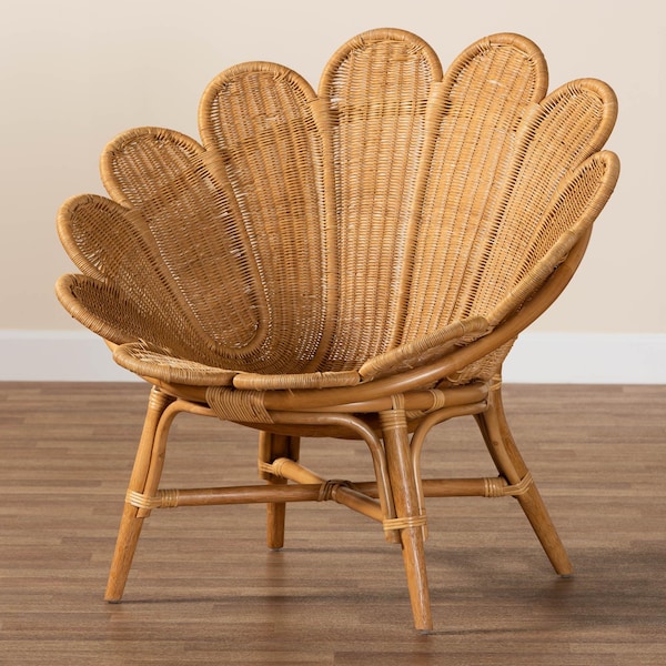 Bali & Pari Blossom Bohemian Honey Rattan Accent Flower Chair - 245-13636-ZORO
