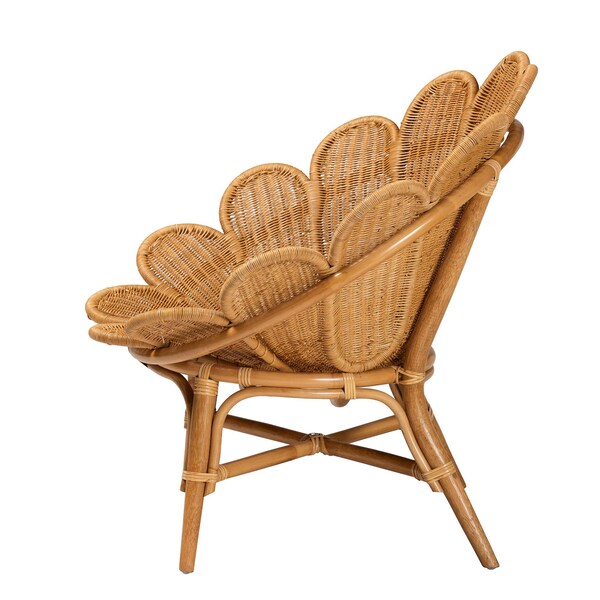 Bali & Pari Blossom Bohemian Honey Rattan Accent Flower Chair - 245-13636-ZORO