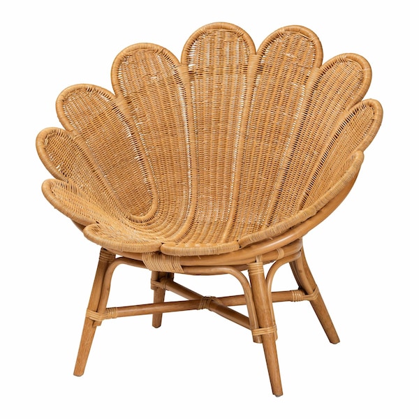 Bali & Pari Blossom Bohemian Honey Rattan Accent Flower Chair - 245-13636-ZORO