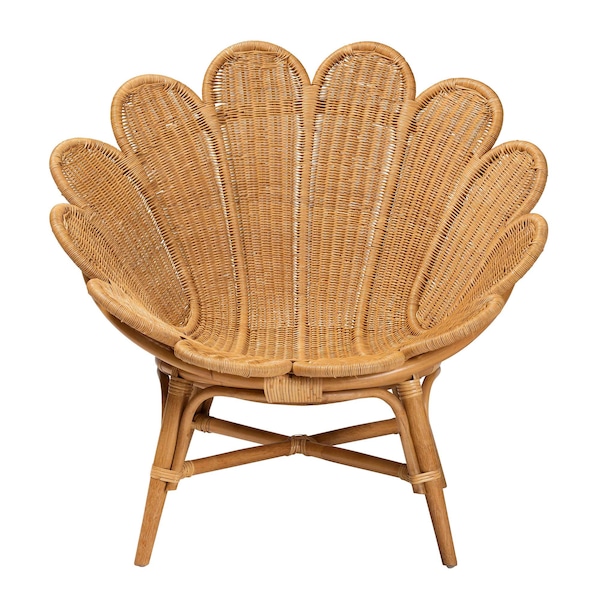 Bali & Pari Blossom Bohemian Honey Rattan Accent Flower Chair - 245-13636-ZORO