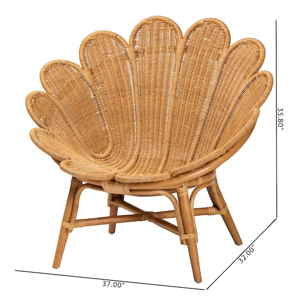 Bali & Pari Blossom Bohemian Honey Rattan Accent Flower Chair - 245-13636-ZORO