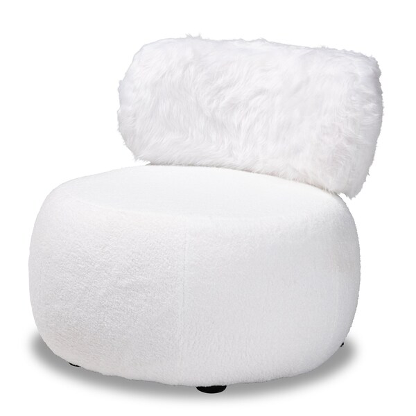 Baxton Studio Tayla Modern & Contemporary White Fabric Upholstered and Black Metal Accent Chair - 204-12578