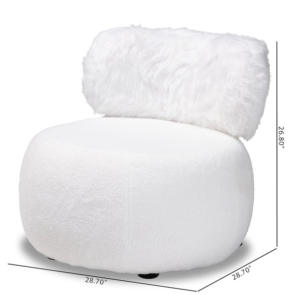 Baxton Studio Tayla Modern & Contemporary White Fabric Upholstered and Black Metal Accent Chair - 204-12578