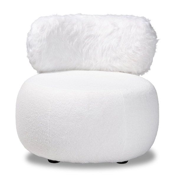 Baxton Studio Tayla Modern & Contemporary White Fabric Upholstered and Black Metal Accent Chair - 204-12578