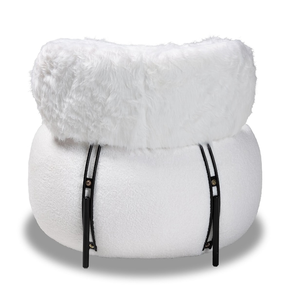 Baxton Studio Tayla Modern & Contemporary White Fabric Upholstered and Black Metal Accent Chair - 204-12578