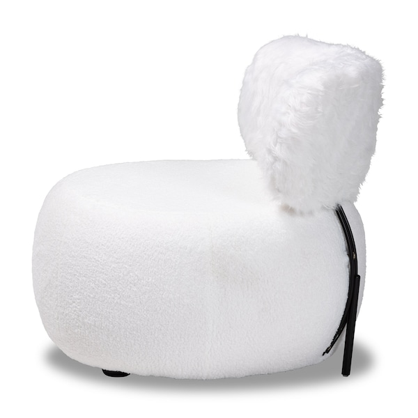 Baxton Studio Tayla Modern & Contemporary White Fabric Upholstered and Black Metal Accent Chair - 204-12578