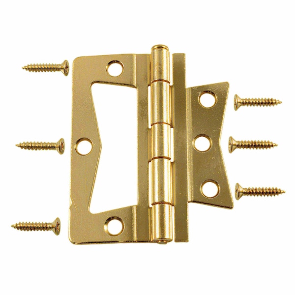 Midwest Fastener 3" Brass Plated Steel Non-Mortise Hinges 2PK - 37361