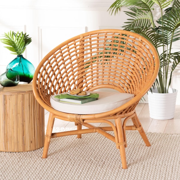 Bali & Pari Aerin Modern Bohemian Natural Rattan Accent Chair - 243-13577-ZORO
