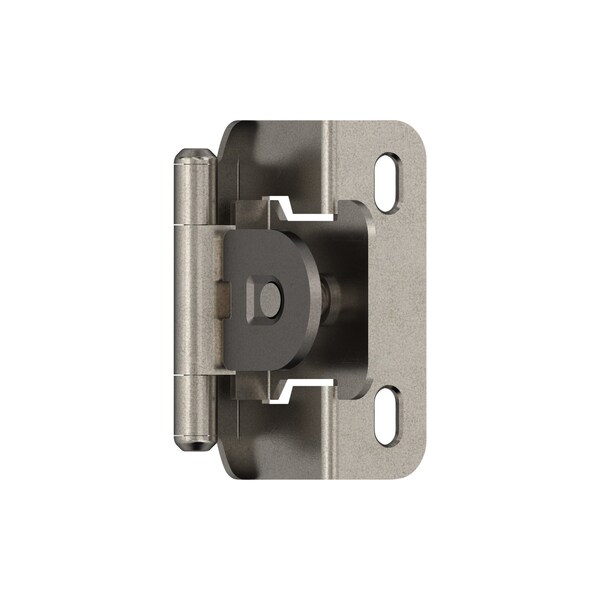 Amerock 1/2in 13mm Overlay Single Demountable Partial Wrap Nickel Cabinet Hinge, 1 Pair - BPR871914