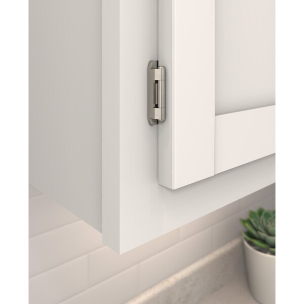 Amerock 1/2in 13mm Overlay Single Demountable Partial Wrap Nickel Cabinet Hinge, 1 Pair - BPR871914