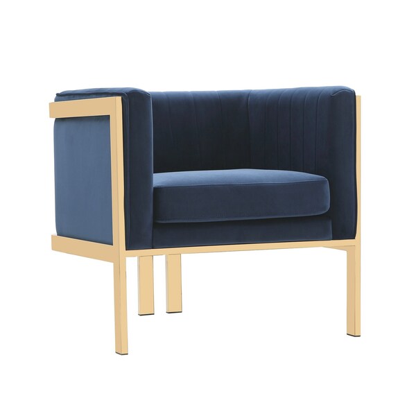 Manhattan Comfort Paramount Accent Armchair in Royal Blue and Polished Brass - AC053-BL