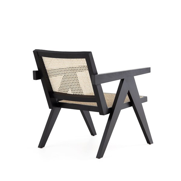 Manhattan Comfort Hamlet Accent Chair in Black and Natural Cane - ACCA04-BK