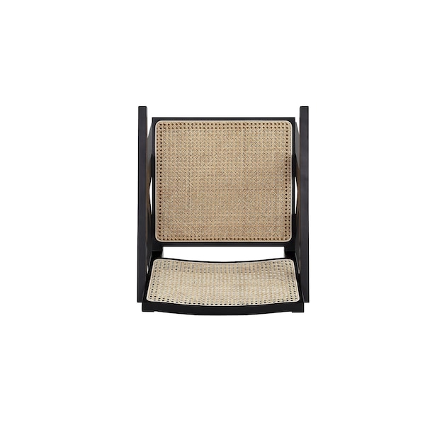 Manhattan Comfort Hamlet Accent Chair in Black and Natural Cane - ACCA04-BK