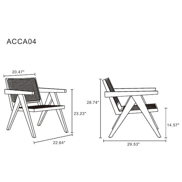 Manhattan Comfort Hamlet Accent Chair in Black and Natural Cane - ACCA04-BK