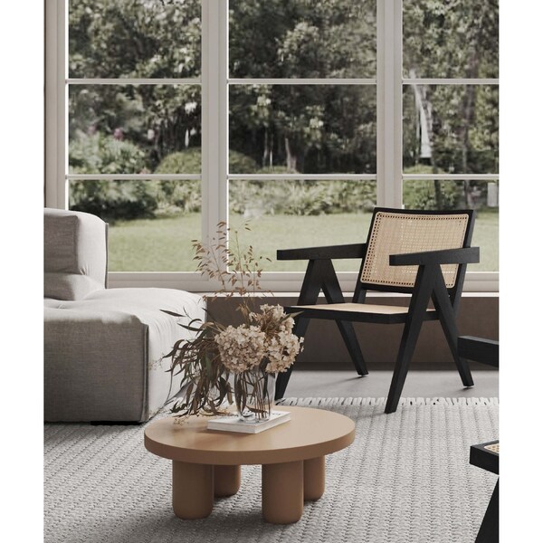 Manhattan Comfort Hamlet Accent Chair in Black and Natural Cane - ACCA04-BK