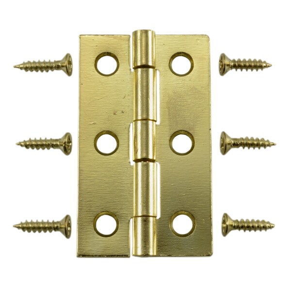 Midwest Fastener 2 x 1-3/16" Bright Brass Plated Steel Butt Hinges 4PK - 37183