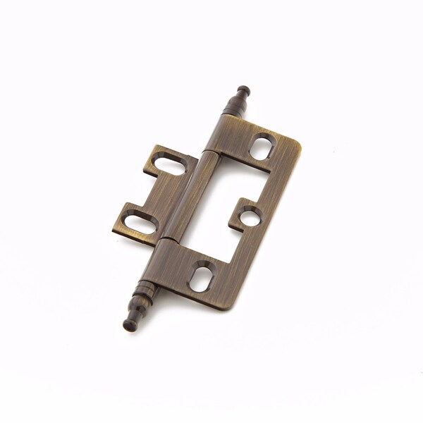 Schaub Minaret Tip Non-Mortise Cabinet Hinge Antique Brass Finish - 1100M-AB