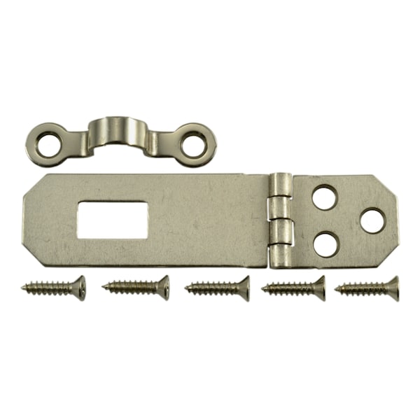 Midwest Fastener 3/4" x 2-3/4" Satin Nickel Plated Steel Hasps 3PK - 37246