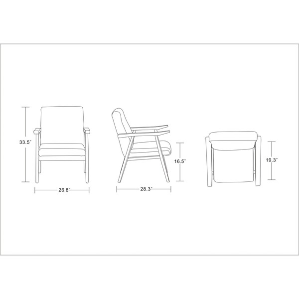 Manhattan Comfort Arch Duke Accent Chair in Black and Amber (Set of 2) - 2-AC001-BK