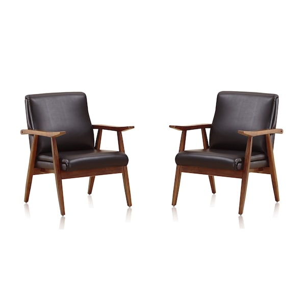 Manhattan Comfort Arch Duke Accent Chair in Black and Amber (Set of 2) - 2-AC001-BK