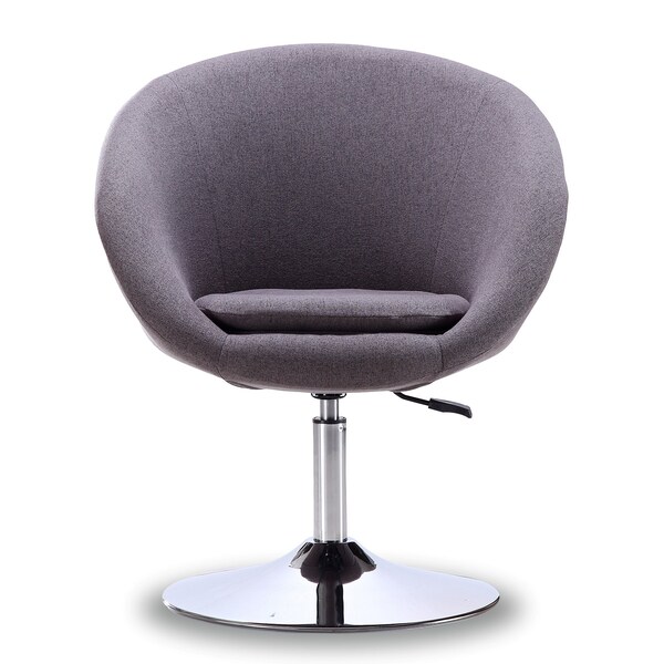 Manhattan Comfort Hopper Swivel Adjustable Height Chair in Grey and Polished Chrome - AC036-GY