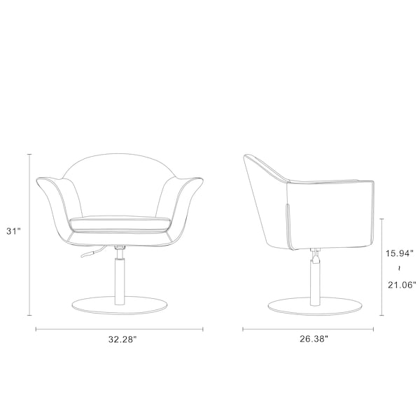 Manhattan Comfort Voyager Swivel Adjustable Accent Chair in Orange and Brushed Metal - AC051-OR