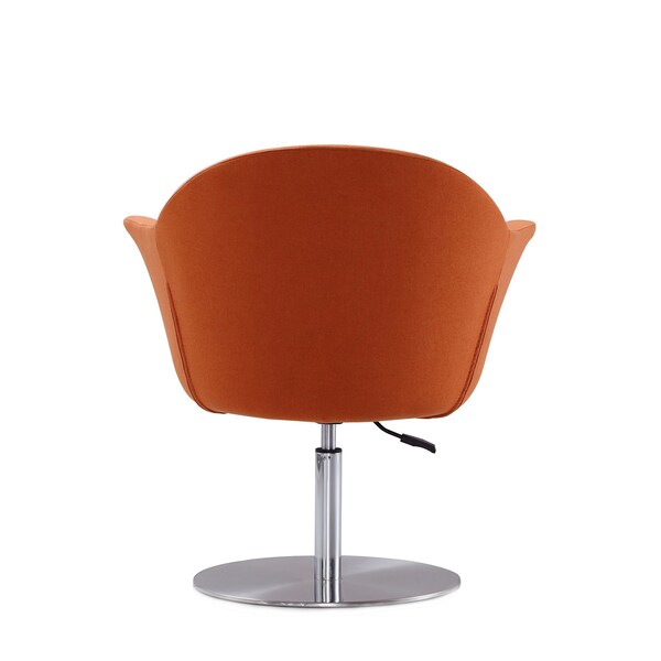 Manhattan Comfort Voyager Swivel Adjustable Accent Chair in Orange and Brushed Metal - AC051-OR