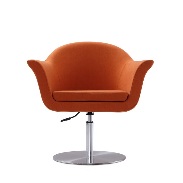 Manhattan Comfort Voyager Swivel Adjustable Accent Chair in Orange and Brushed Metal - AC051-OR