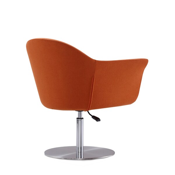 Manhattan Comfort Voyager Swivel Adjustable Accent Chair in Orange and Brushed Metal - AC051-OR
