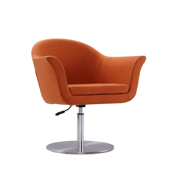 Manhattan Comfort Voyager Swivel Adjustable Accent Chair in Orange and Brushed Metal - AC051-OR