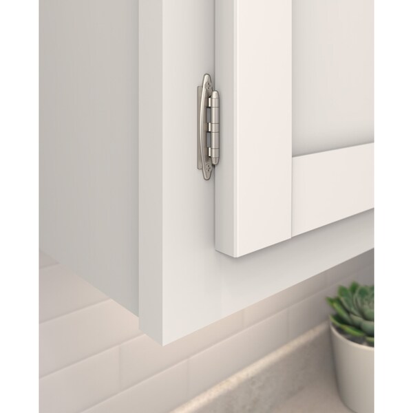 Amerock 3/8in 10 mm Inset Non Self-Closing, Face Mount Satin Nickel Hinge, 10PK - 1887597