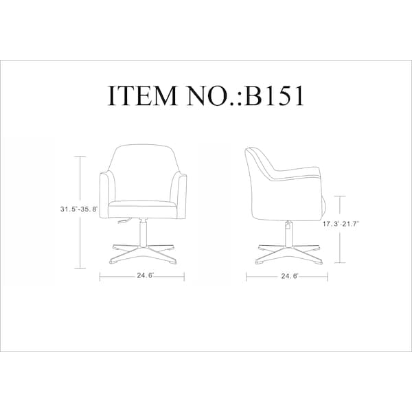 Manhattan Comfort Pelo Adjustable Height Swivel Accent Chair in Orange and Polished Chrome - AC030-OR