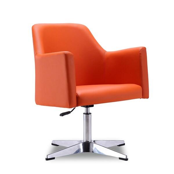Manhattan Comfort Pelo Adjustable Height Swivel Accent Chair in Orange and Polished Chrome - AC030-OR