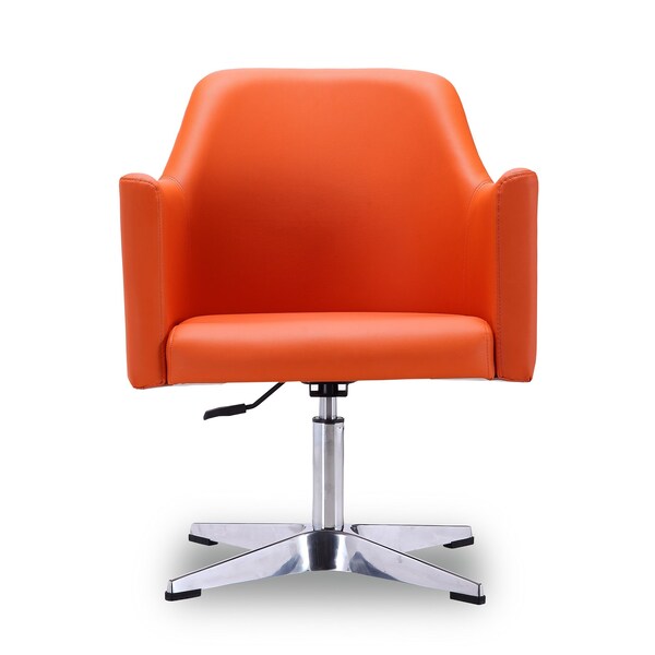 Manhattan Comfort Pelo Adjustable Height Swivel Accent Chair in Orange and Polished Chrome - AC030-OR