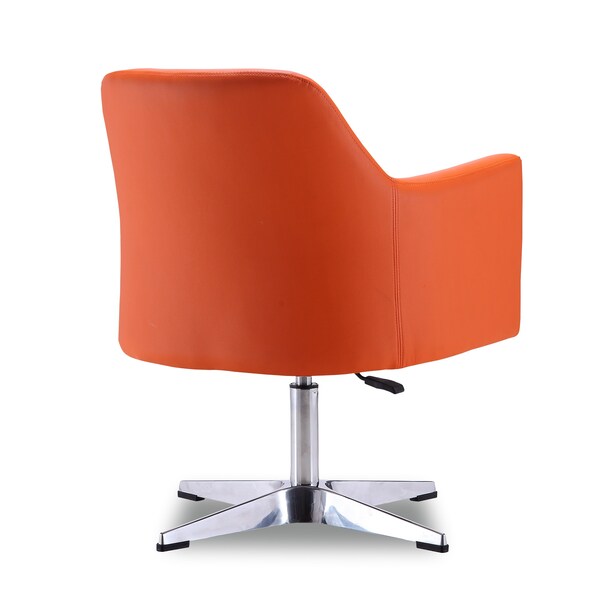 Manhattan Comfort Pelo Adjustable Height Swivel Accent Chair in Orange and Polished Chrome - AC030-OR