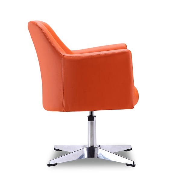 Manhattan Comfort Pelo Adjustable Height Swivel Accent Chair in Orange and Polished Chrome - AC030-OR
