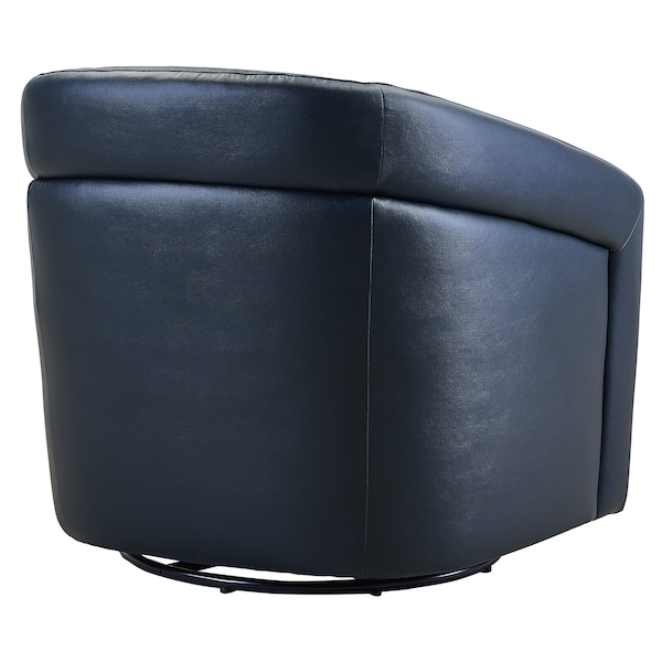Armen Living Desi Contemporary Swivel Accent Chair in Black Genuine Leather - LCDSCHBLK