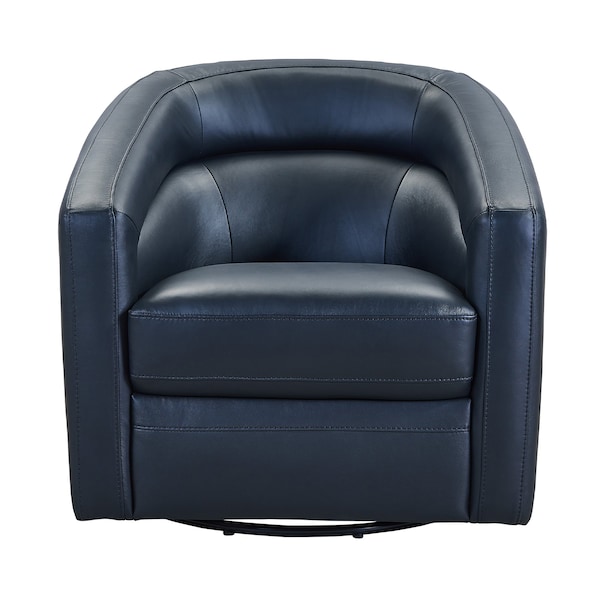 Armen Living Desi Contemporary Swivel Accent Chair in Black Genuine Leather - LCDSCHBLK