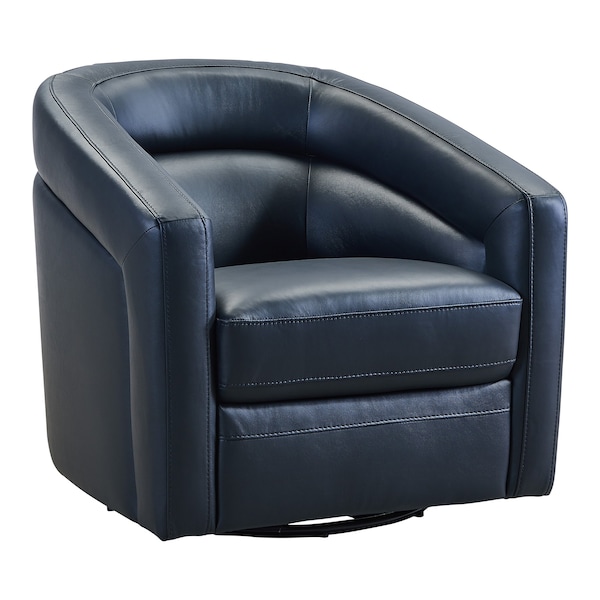 Armen Living Desi Contemporary Swivel Accent Chair in Black Genuine Leather - LCDSCHBLK
